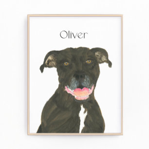 Personalisierter Black Pitbull Staffy Dog Art Fotodruck