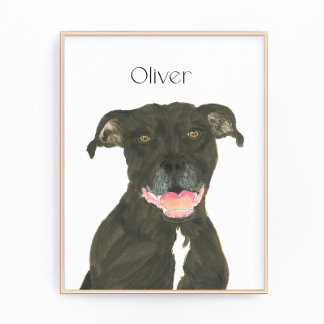 Personalisierter Black Pitbull Staffy Dog Art Fotodruck