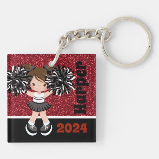 Personalisierter Black & Red Cheerleader Schlüssel Schlüsselanhänger (Rückseite)