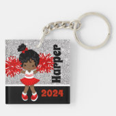 Personalisierter Black & Red Cheerleader Schlüssel Schlüsselanhänger (Rückseite)