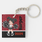 Personalisierter Black & Red Cheerleader Schlüssel Schlüsselanhänger (Rückseite)
