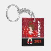 Personalisierter Black & Red Cheerleader Schlüssel Schlüsselanhänger (Vorderseite links)