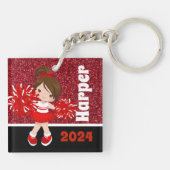 Personalisierter Black & Red Cheerleader Schlüssel Schlüsselanhänger (Rückseite)
