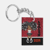 Personalisierter Black & Red Cheerleader Schlüssel Schlüsselanhänger (Vorderseite links)
