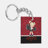 Personalisierter Black & Red Cheerleader Schlüssel Schlüsselanhänger (Vorderseite links)