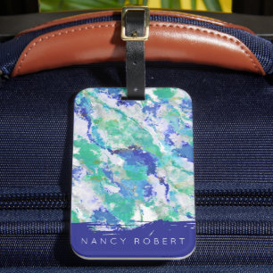 Personalisierter Blau-Achat Naturstein Gepäckanhänger