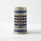 Personalisierter blau gestreifter Anker 1 Stein Bierglas (Mittel)