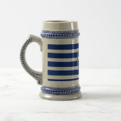 Personalisierter blau gestreifter Anker 2 Stein Bierglas (Links)