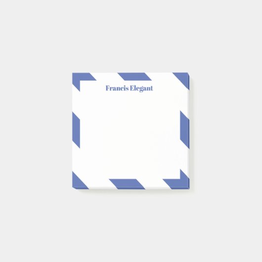 Personalisierter, blau gestreifter Post - Hinweise Post-it Klebezettel (Vorderseite)