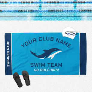 Personalisierter Blau-Navy-Schwimmteam-Schwimmer-N Strandtuch