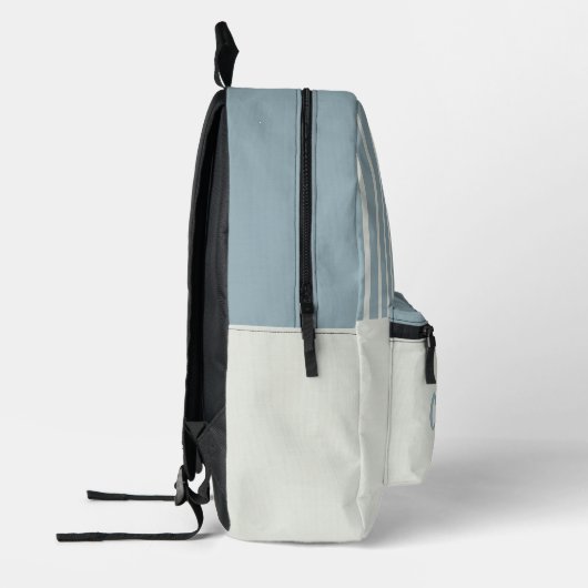 Personalisierter blau-weiß gestreifter Bär Bedruckter Rucksack (Links)