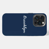 Personalisierter, blau-weißer Skriptname iPhone Hülle (Rückseite (Horizontal))