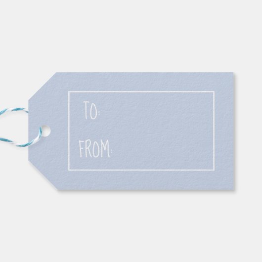 Personalisierter blau-weißer Ticking-Streifen Geschenkanhänger (Rückseite Horizontal)