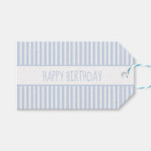 Personalisierter blau-weißer Ticking-Streifen Geschenkanhänger (Vorderseite (Horizontal))