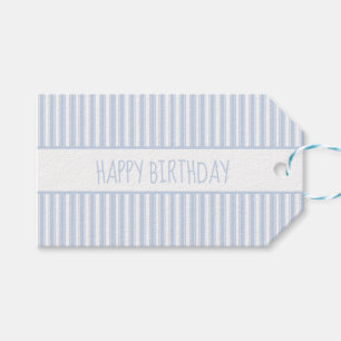 Personalisierter blau-weißer Ticking-Streifen Geschenkanhänger