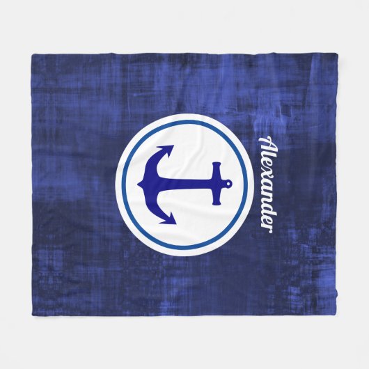 Personalisierter Blauanker Fleecedecke (Vorderseite (Horizontal))