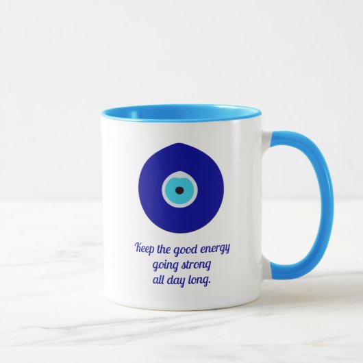 Personalisierter Blaue Böse Augapfel Amulett Tasse (Rechts)