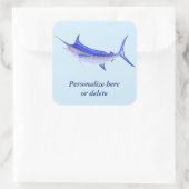Personalisierter Blaue Marlin Fisch Quadratischer Aufkleber (Tasche)