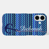 personalisierter blauer Anker Case-Mate iPhone Hülle (Rückseite (Horizontal))