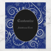 Personalisierter blauer arktischer Swirl Weinetikett (Einzelnes Label)