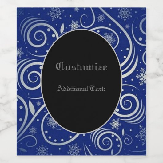 Personalisierter blauer arktischer Swirl Weinetikett (Einzelnes Label)