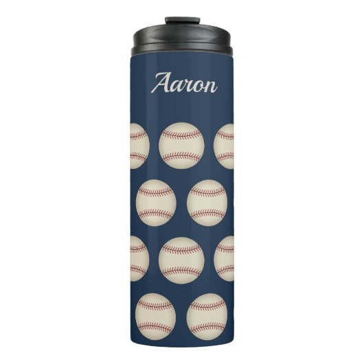 Personalisierter blauer Baseball-Thermal-Tumbler-G Thermosbecher (Vorderseite)