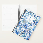 Personalisierter blauer Blumen-Monats- und Wochenp Planer (Anzeige)