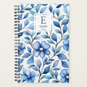 Personalisierter blauer Blumen-Monats- und Wochenp Planer (Vorderseite)