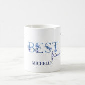 Personalisierter blauer Blumenbecher, beste Freund Kaffeetasse (Mittel)