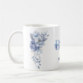 Personalisierter blauer Blumenbecher, beste Freund Kaffeetasse (Links)