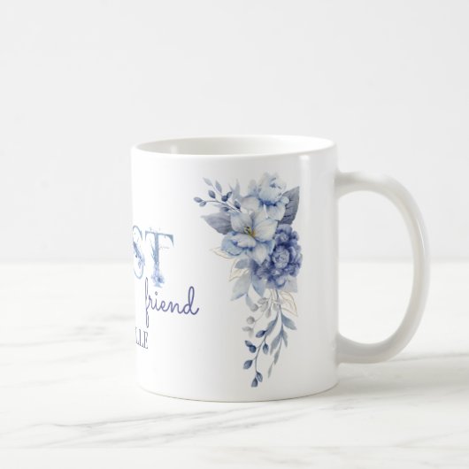 Personalisierter blauer Blumenbecher, beste Freund Kaffeetasse (Rechts)