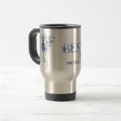 Personalisierter blauer Blumenbecher, beste Freund Reisebecher (Vorderseite Links)