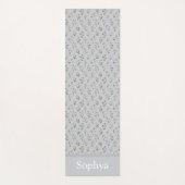 Personalisierter blauer Blumenname Yogamatte (Vorderseite)