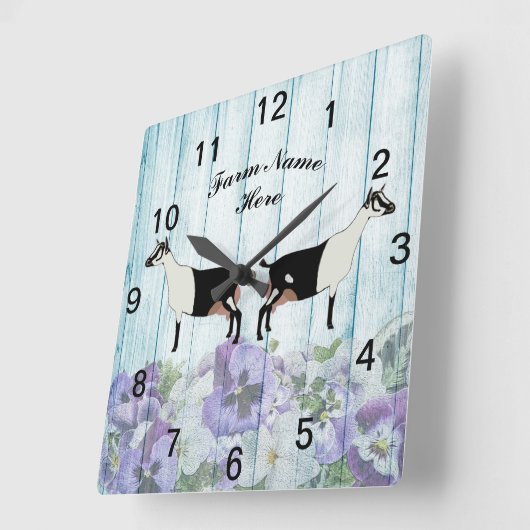 Personalisierter blauer Blumenstrauß Milchziegenfa Quadratische Wanduhr (Winkel)