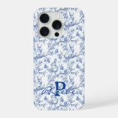 Personalisierter blauer Chinoiserie-Hase iPhone Hülle (Rückseite)