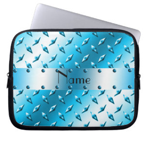 Personalisierter blauer Diamantplattennamensstahl Laptopschutzhülle