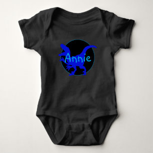 Personalisierter blauer Dinosaurier Baby Strampler