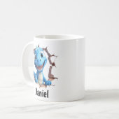 Personalisierter blauer Dinosaurier-Becher | Gesch Kaffeetasse (Vorderseite Links)