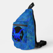 Personalisierter blauer Dinosaurier Crossbody Bag (Rechte Ecke)