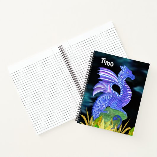 Personalisierter blauer Drache Notizblock (Innenseite)