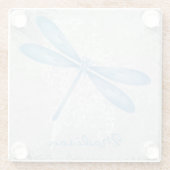 Personalisierter Blauer Dragonfly-Untersetzer Glasuntersetzer (Rückseite)