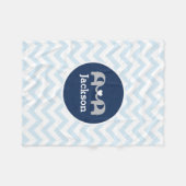 Personalisierter blauer Elefant-Zickzack Fleecedecke (Vorderseite (Horizontal))