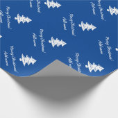 Personalisierter blauer fröhlicher geschenkpapier (Ecke)