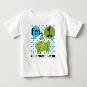 Personalisierter blauer Frosch-1. Baby T-shirt