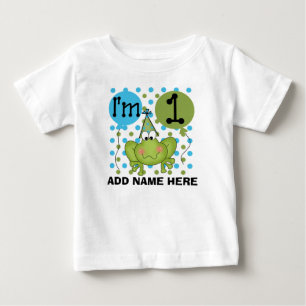 Personalisierter Blauer Frosch 1. Geburtstagshirt Baby T-shirt