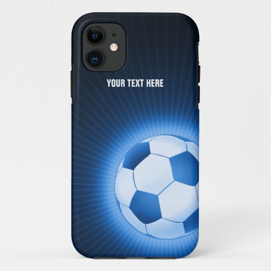 Personalisierter blauer Fußball Case-Mate iPhone Hülle (Rückseite)