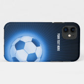 Personalisierter blauer Fußball Case-Mate iPhone Hülle (Rückseite (Horizontal))