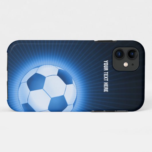 Personalisierter blauer Fußball Case-Mate iPhone Hülle (Rückseite (Horizontal))