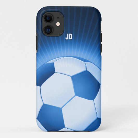 Personalisierter Blauer Fußballball (Fußball) Case-Mate iPhone Hülle (Rückseite)
