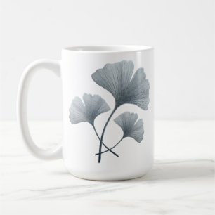 Personalisierter blauer Ginkgoblatt-Name Kaffeetasse